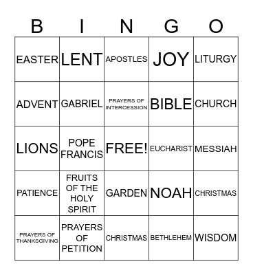 THIRD GRADE RELIGIOUS ED REVIEW Bingo Card