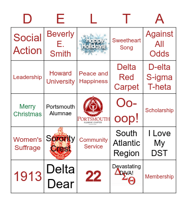 Krimson & Kreamgle Paint & Sip Holiday Party Bingo Card