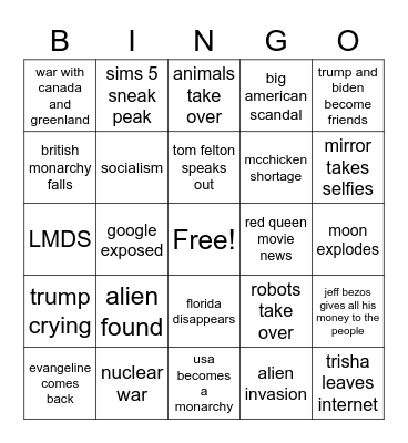 2021 Bingo Card