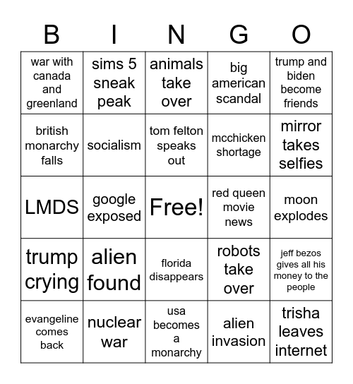 2021 Bingo Card