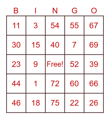Untitled Bingo Card