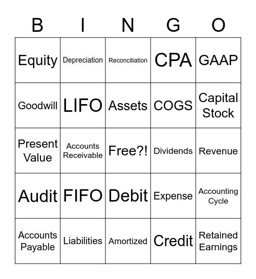 Accounting Society Bingo Card
