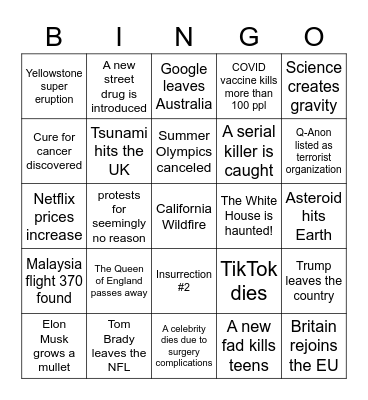 2021 Bingo Card