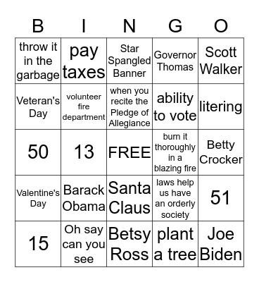 CITIZEN BINGO Card