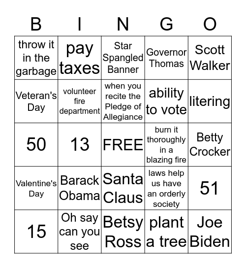 CITIZEN BINGO Card