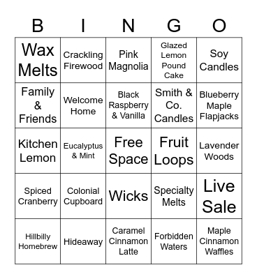 Smith & Co. Candles Bingo Card