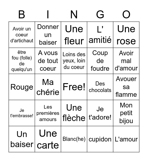 La St. Valentin Bingo Card