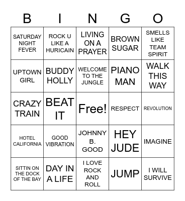 JUKEBOX BINGO Card