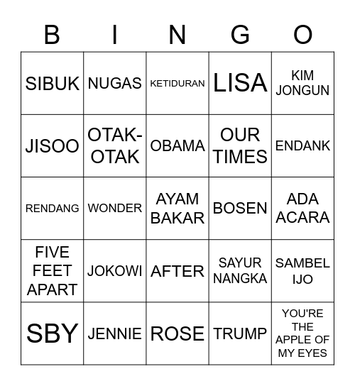 Juyeon Bingo Card