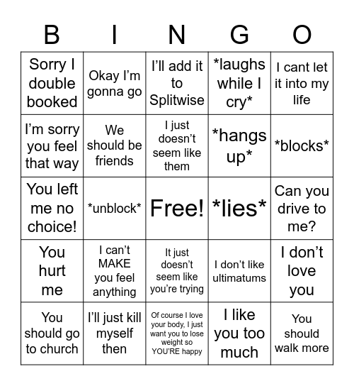 What will he say this time!? Bingo Card