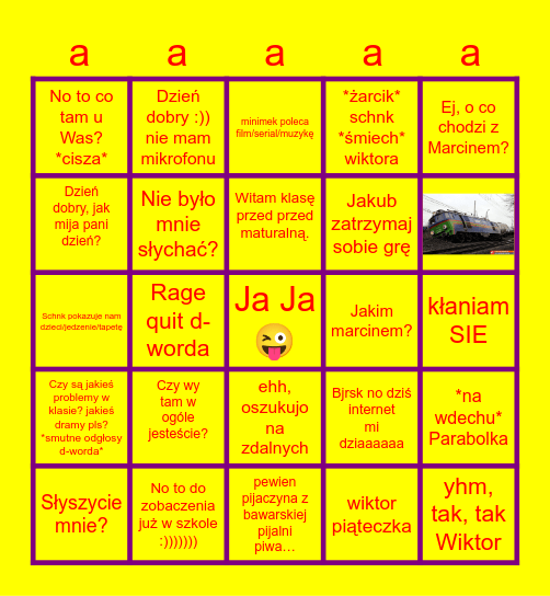 🤠🤙😎🧐👌😂😋😝😓🤭🤓 Bingo Card