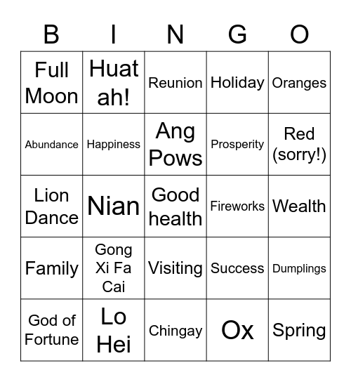 Happy NIU Year! Bingo Card