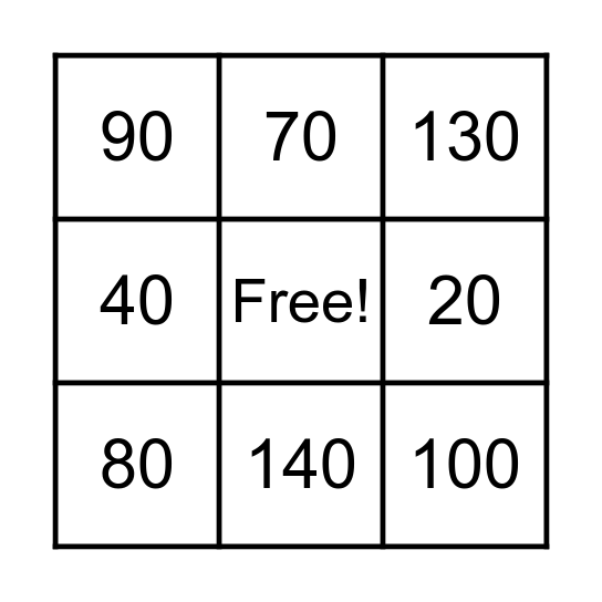 Rounding to nearest 10 Bingo Card