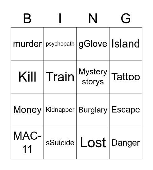 Crime Bingo! Bingo Card