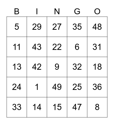 Birthday Bingo Card