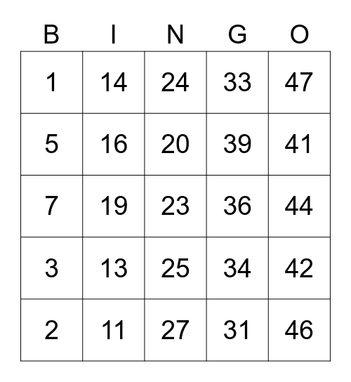 Birthday Bingo Card