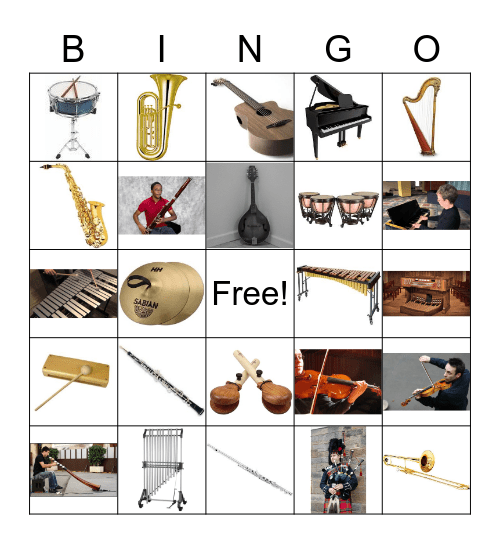 Musical Instruments Bingo Card