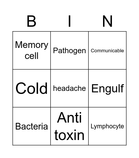 Health and disease Bingo Card