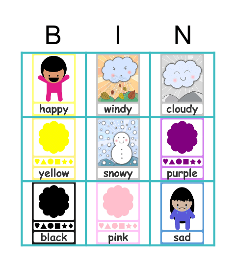 weather and feelings Bingo Card