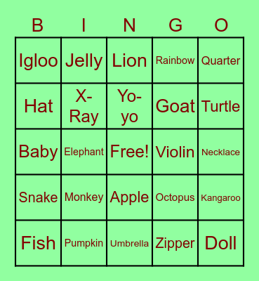 Alphabet Bingo Card