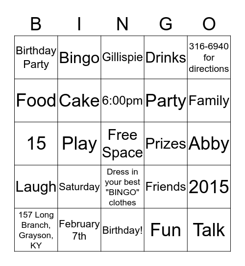 YOU are Invited! Bingo Card