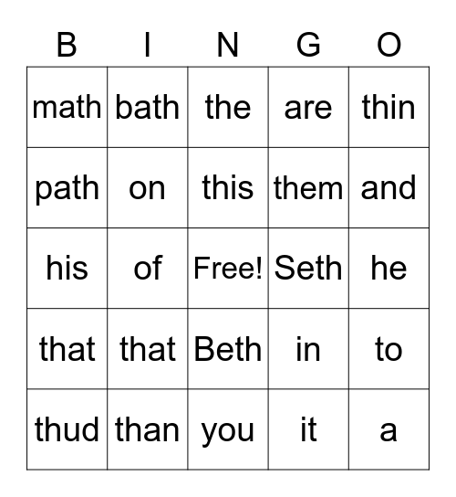 -th- Bingo! Bingo Card