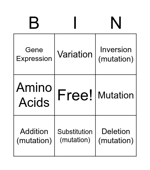HW#9 Vocabulary 112-119 Bingo Card