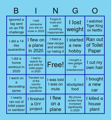 2020 Year End BINGO Card