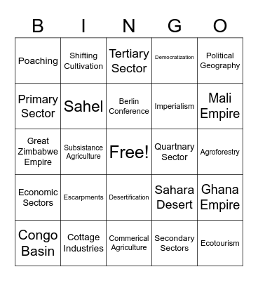 SSA Bingo Card