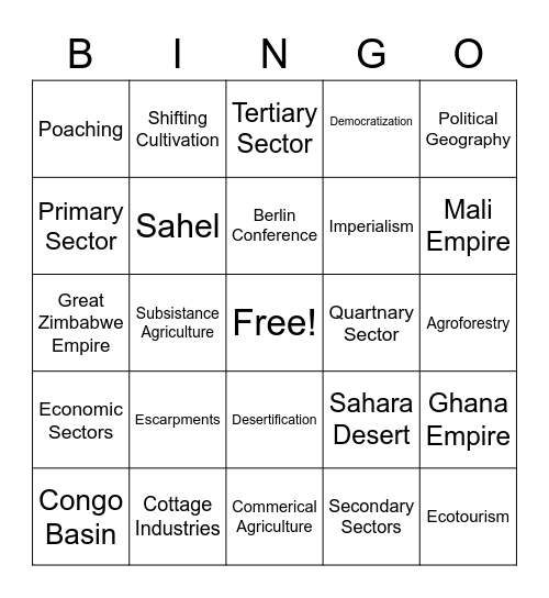 SSA Bingo Card