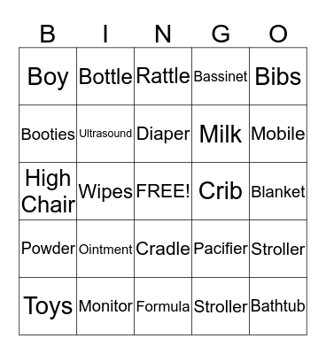 Baby Bingo Card