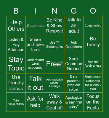 Conflict Resolution! Bingo Card