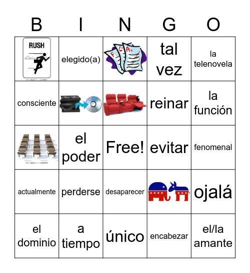 Unidad 5-vocabulario Bingo Card