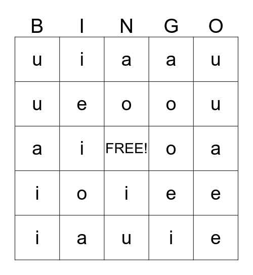 Short u bingo