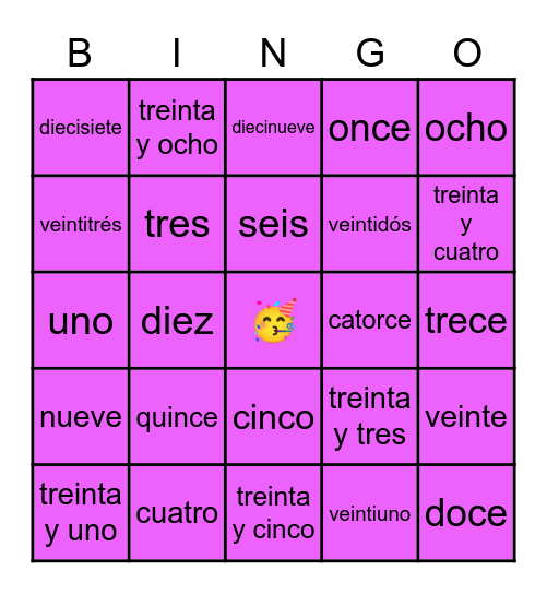 Números 0-39 Bingo Card