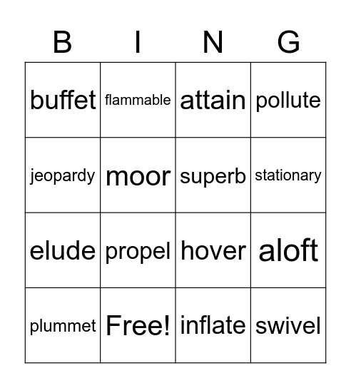 Book 6 Lesson 4 Bingo Card