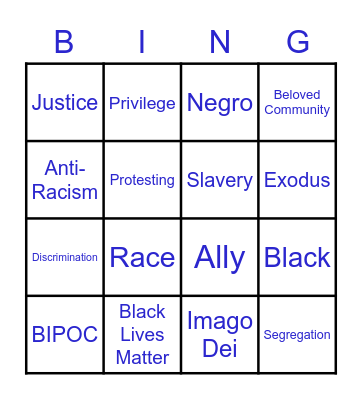 Anti-Racism Bingo Card