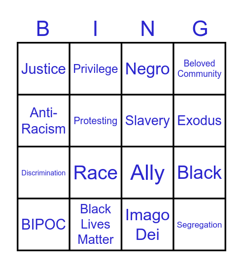 Anti-Racism Bingo Card