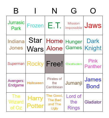 Movie Theme Songs and Leitmotifs Bingo Card