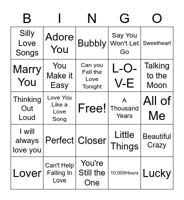 Music Bingo Card