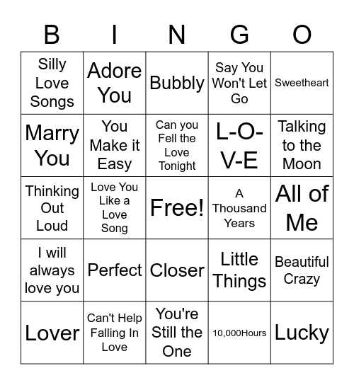 Music Bingo Card