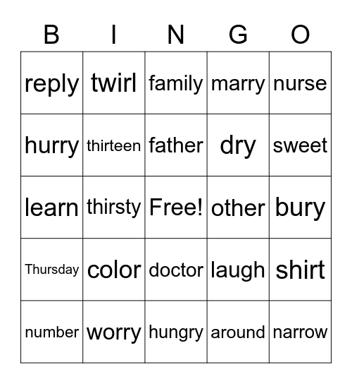 Fun Friday - Triweekly Bingo Card