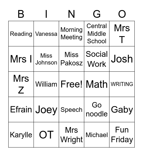 C11 Bingo Card