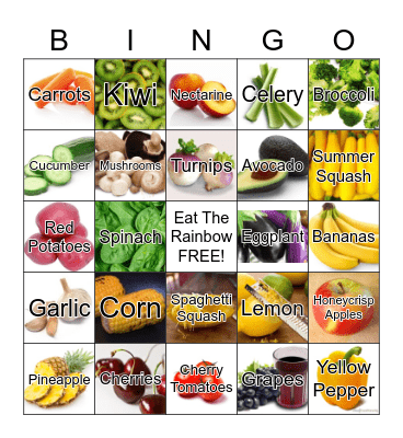 Rainbow Foods Bingo Card