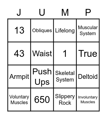 Jump Roping Bingo Card