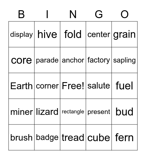 Lesson 4 & 5 Bingo Card