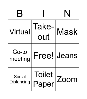 Quarantine Bingo Card