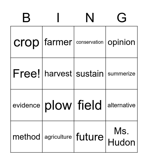 Unit 4 Week 3 Vocabulary Bingo Card