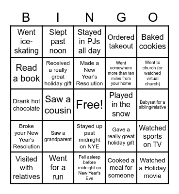 Welcome Back!! Bingo Card