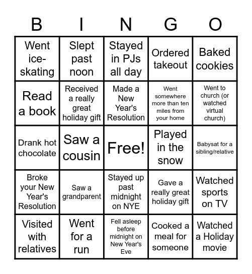 Welcome Back!! Bingo Card